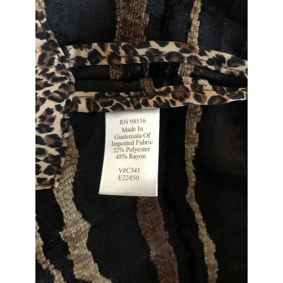 Woman’s Coldwater Creek Striped Brown Jacket M Long Sleeve Open Button Collared - Picture 7 of 9